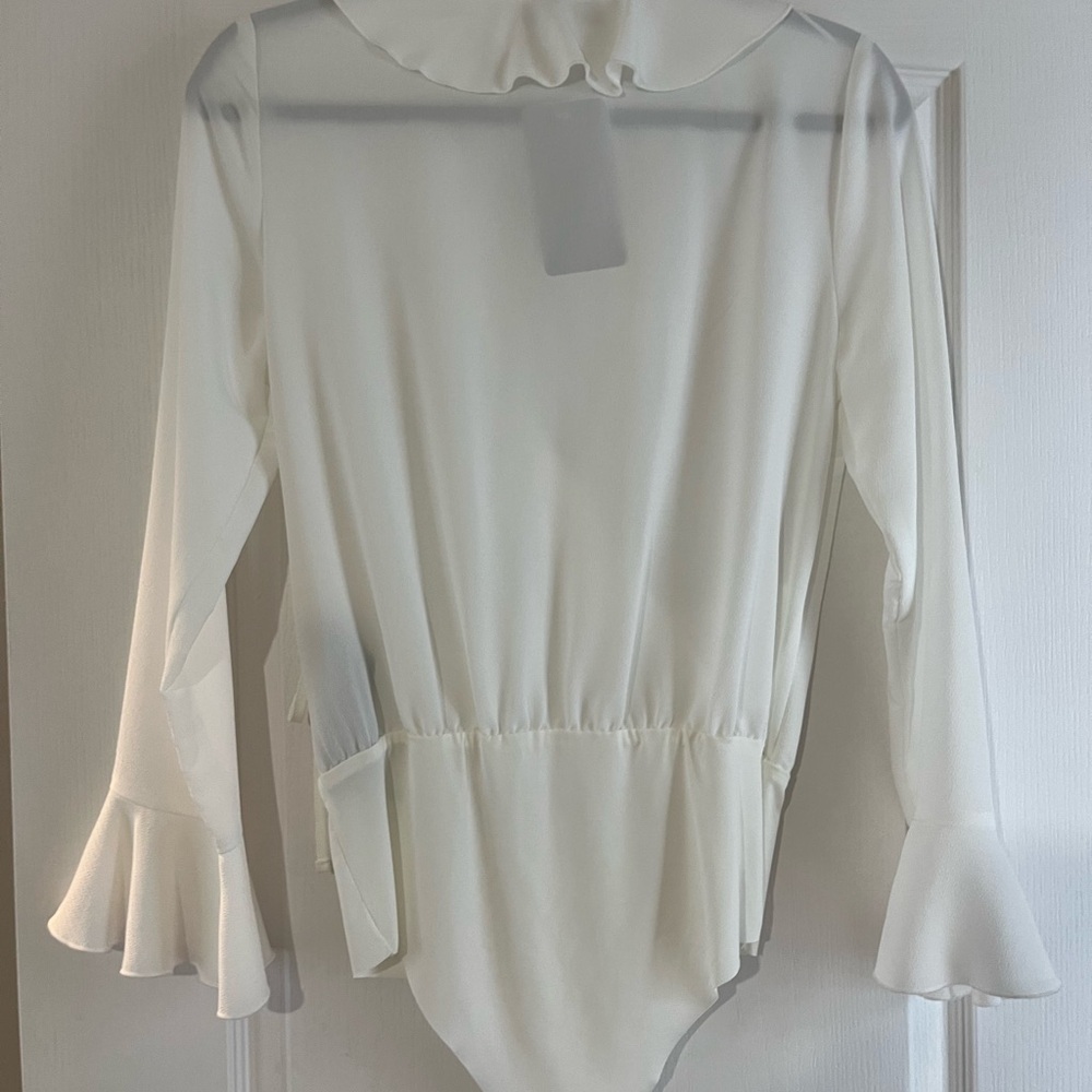 White Ruffled Bodysuit - Picture 2 of 4